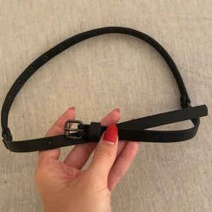 Black skinny belt with studded detail